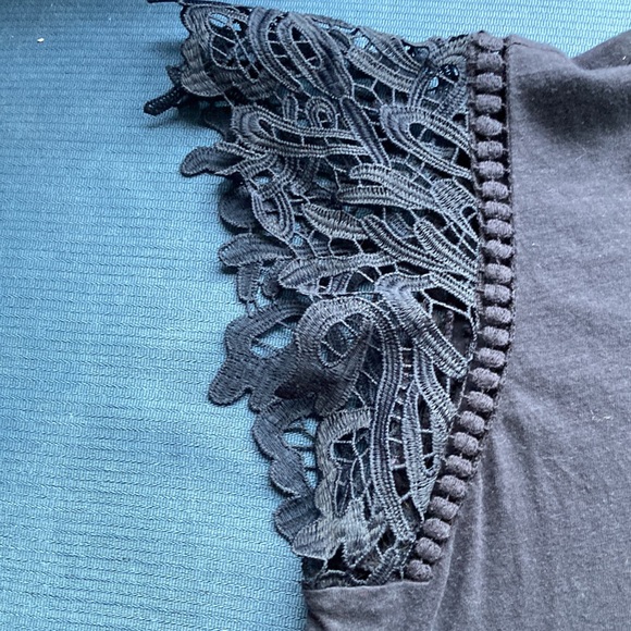 Loft Navy Blue Lace Flutter Sleeve T-shirt - Picture 4 of 5